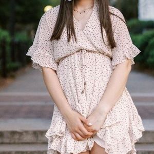 polka dotted mini dress